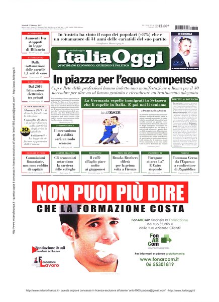 Italia oggi : quotidiano di economia finanza e politica